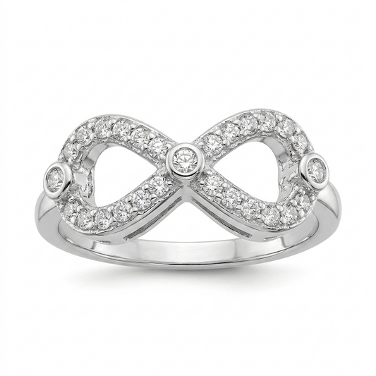 Sylvexia 925 Sterling Silver Infinity CZ Ring for Women