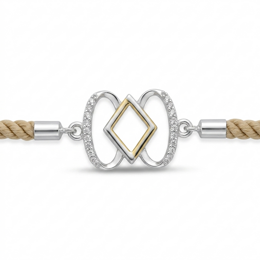Sylvexia 925 Sterling Silver Dual Tone Infinity CZ Thread Rakhi