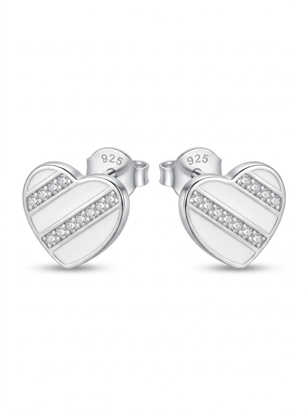 SYLVEXIA 925 Sterling Silver Heart Stud Earrings