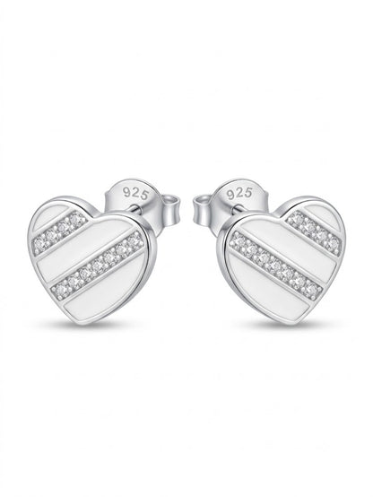 SYLVEXIA 925 Sterling Silver Heart Stud Earrings