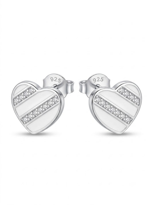 SYLVEXIA 925 Sterling Silver Heart Stud Earrings