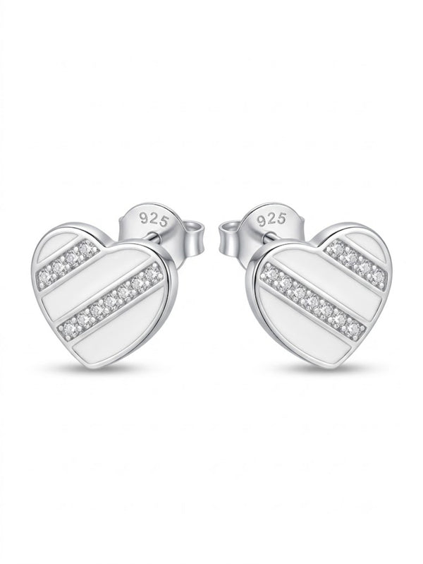 SYLVEXIA 925 Sterling Silver Heart Stud Earrings