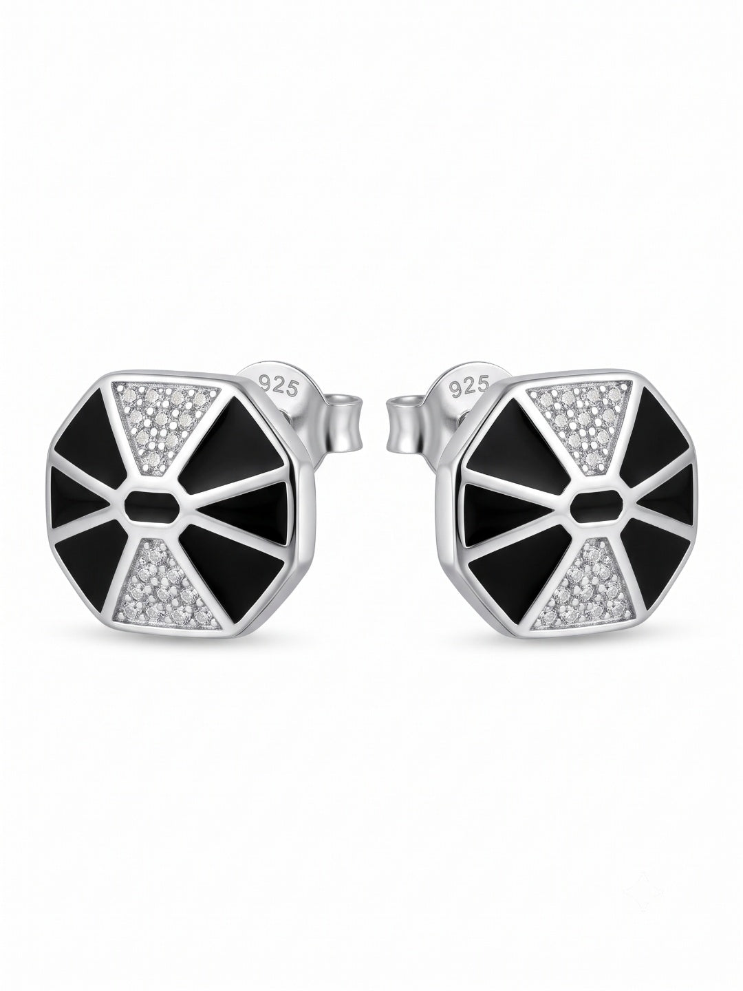 SYLVEXIA 925 Sterling Silver White Geometric Stud Earrings