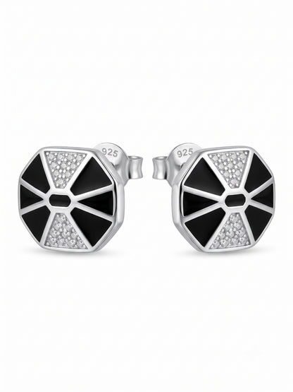 SYLVEXIA 925 Sterling Silver White Geometric Stud Earrings