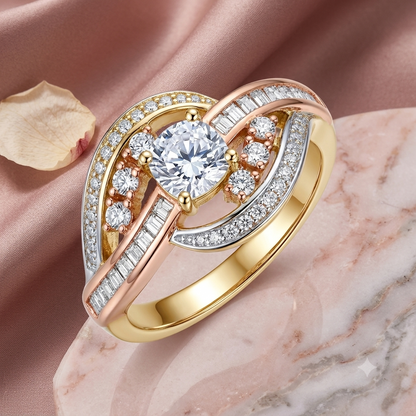 Sylvexia 925 Sterling Silver Rose Gold Honeycomb CZ Ring for Women