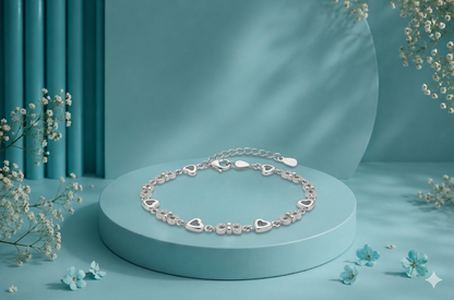 SYLVEXIA 925 Sterling Silver Heart Infinity Bracelet for Women
