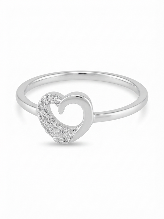SYLVEXIA 925 Sterling Silver Heart Studded Ring for Women