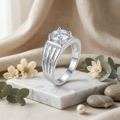 SYLVEXIA 925 Sterling Silver Round CZ Fashion Ring for Women