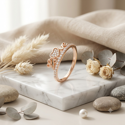 SYLVEXIA 925 Sterling Silver Rose Gold Love Heart CZ Ring for Women