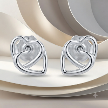 SYLVEXIA 925 Sterling Silver Open Heart Stud Earrings for Women