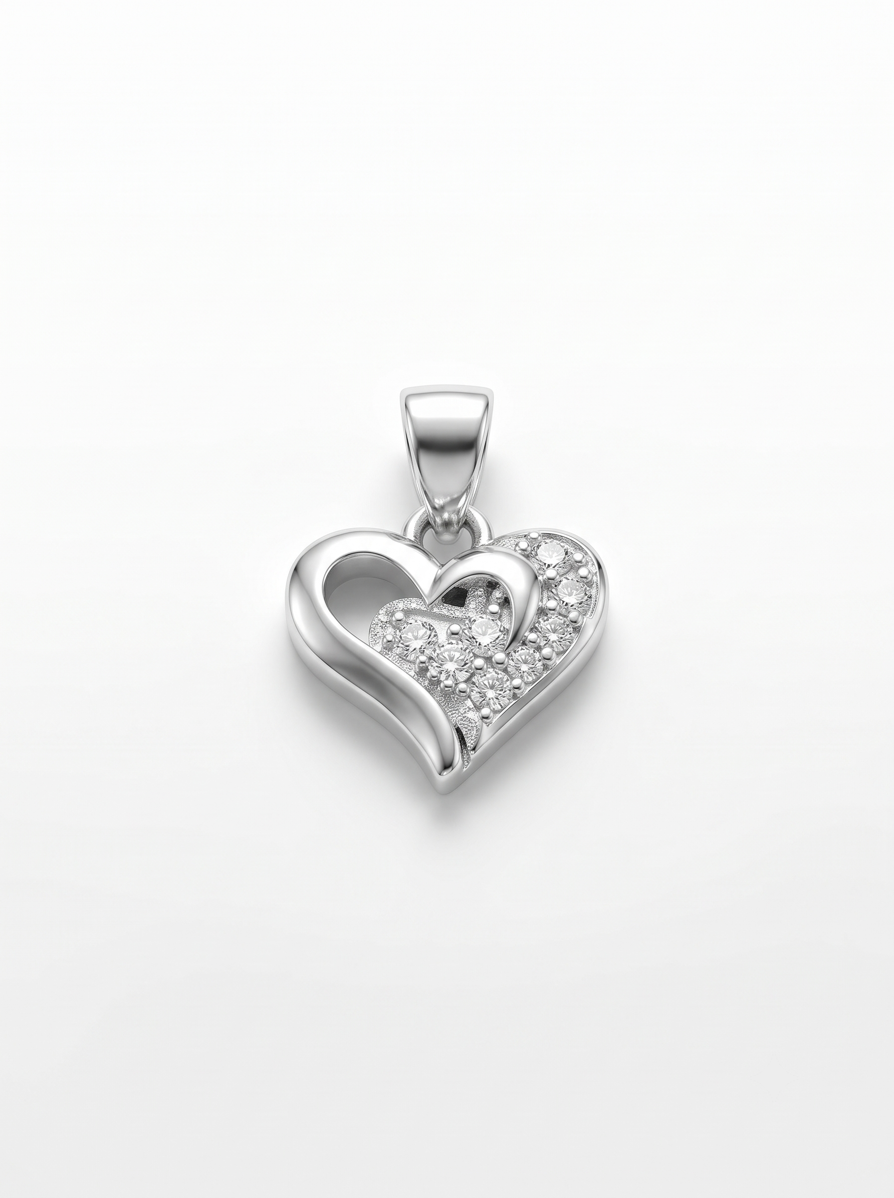 SYLVEXIA 925 Sterling Silver Classic Heart CZ Pendant for Women