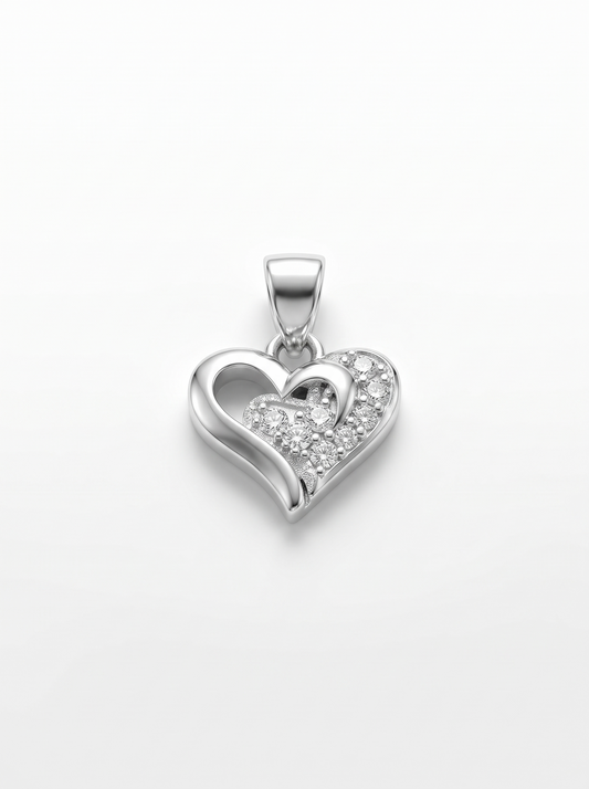 SYLVEXIA 925 Sterling Silver Classic Heart CZ Pendant for Women