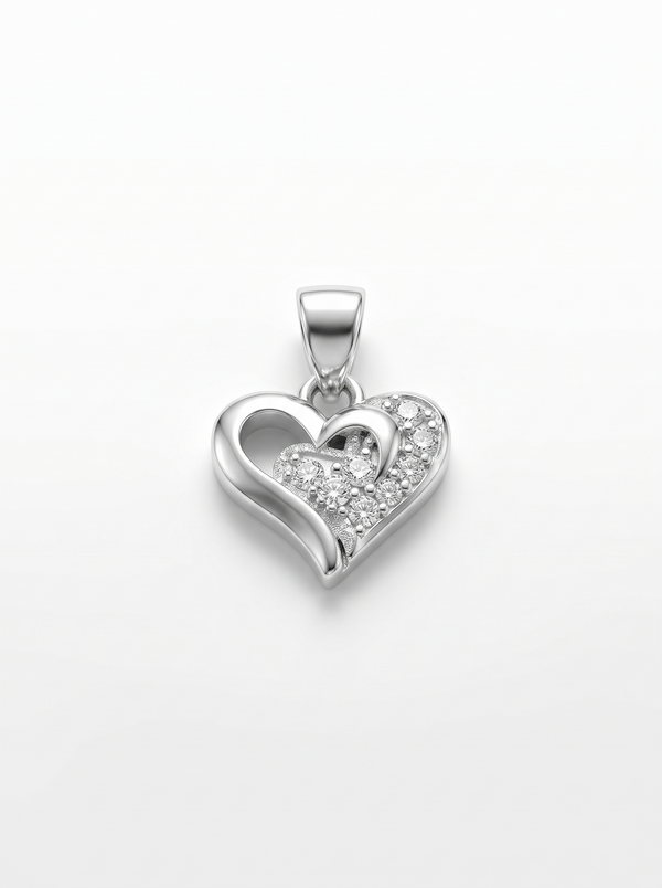 SYLVEXIA 925 Sterling Silver Classic Heart CZ Pendant for Women