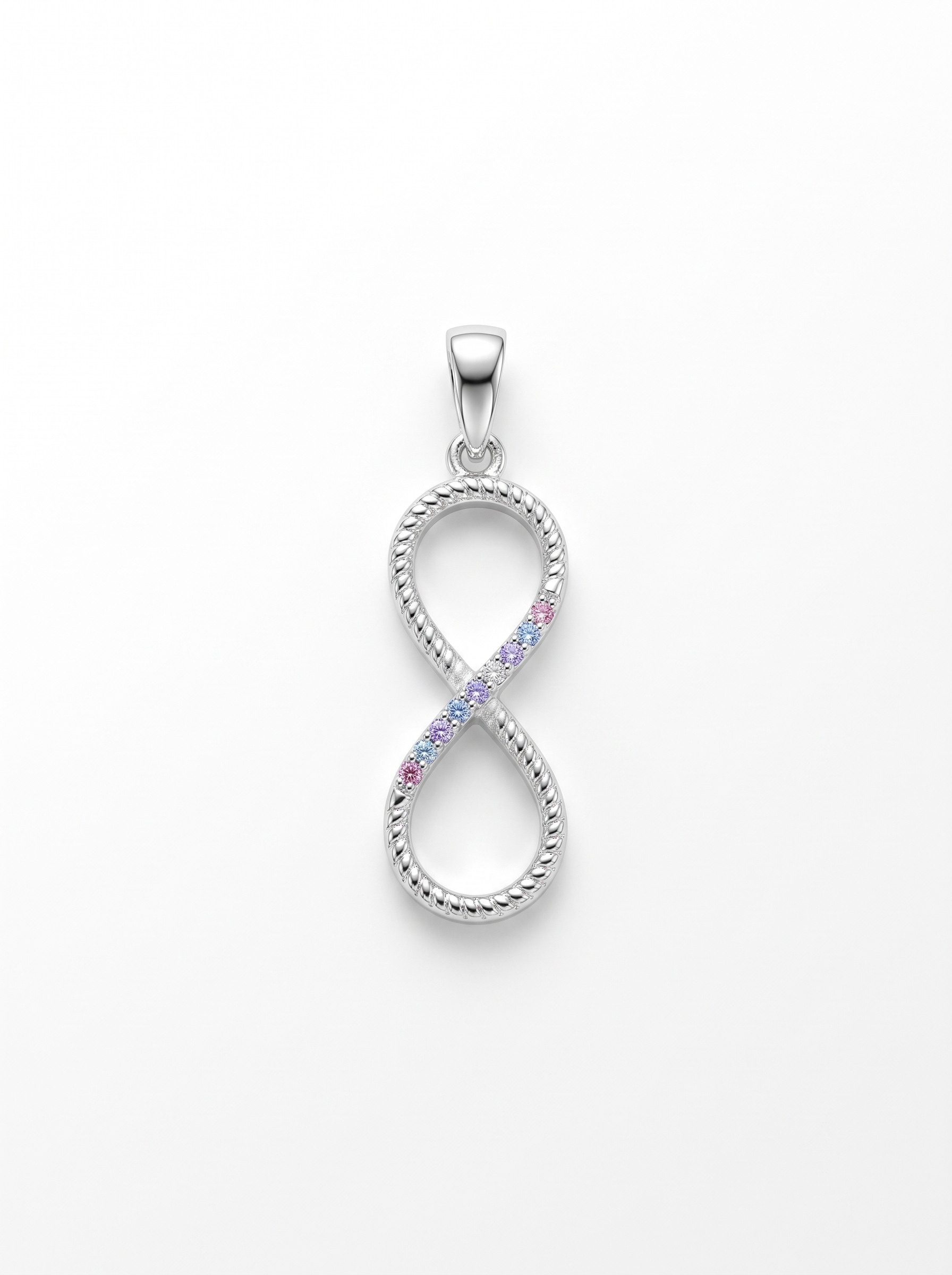SYLVEXIA 925 Sterling Silver Purple & Clear CZ Infinity Pendant