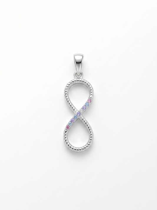 SYLVEXIA 925 Sterling Silver Purple & Clear CZ Infinity Pendant