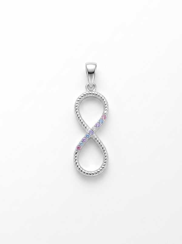 SYLVEXIA 925 Sterling Silver Purple & Clear CZ Infinity Pendant