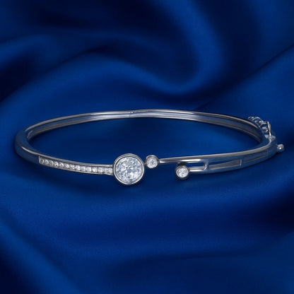 925 Sterling Silver Dual Circle Bangle Bracelet