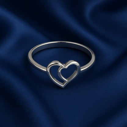 925 Sterling Silver Double Heart Ring for Women