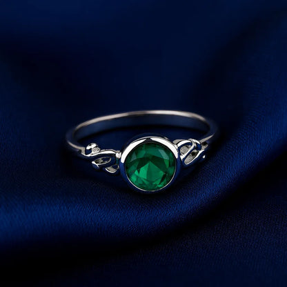 925 Sterling Silver Green Stone Ring for Women