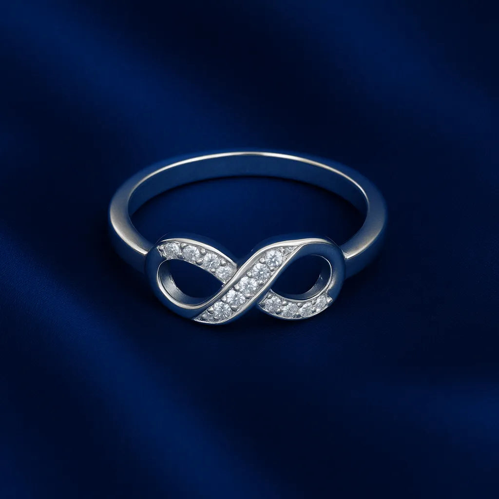 925 Sterling Silver Infinity Ring with Sparkling Stones for Women