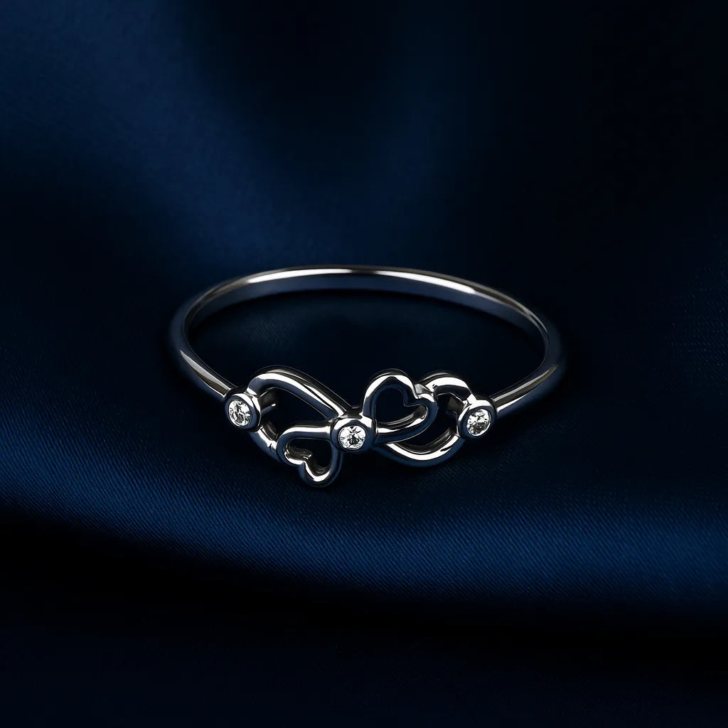 925 Sterling Silver Double Heart Infinity Ring for Women Elegant Love Design
