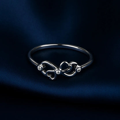 925 Sterling Silver Double Heart Infinity Ring for Women Elegant Love Design