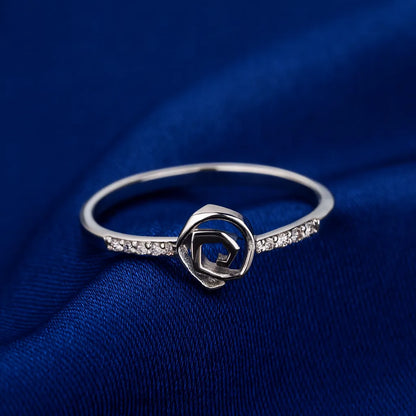 925 Silver Rose Design Ring Minimal Floral Women