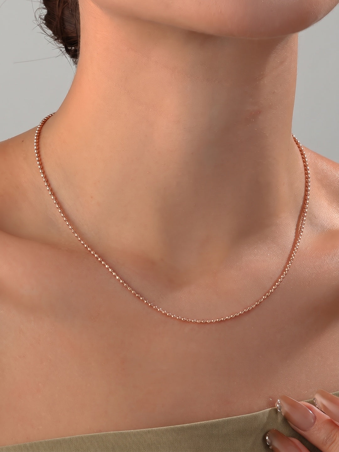 SYLVEXIA 925 Sterling Silver Rope CSYLVEXIA 925 Sterling Silver Rose Gold Ball Chain Necklace with Lobster Clasphain Necklace with Lobster Clasp for Women (Copy)