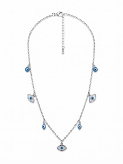 SYLVEXIA 925 Sterling Silver Evil Eye Charm Necklace for Women