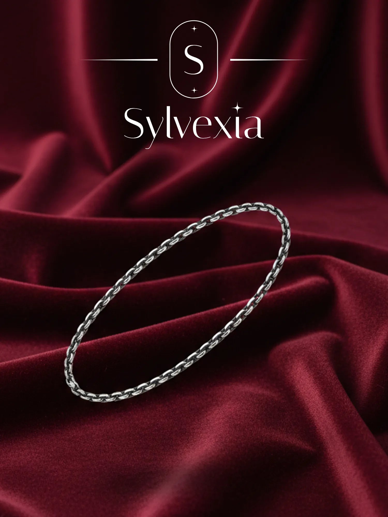 Sylvexia Men’s Silver Rope Chain Bracelet