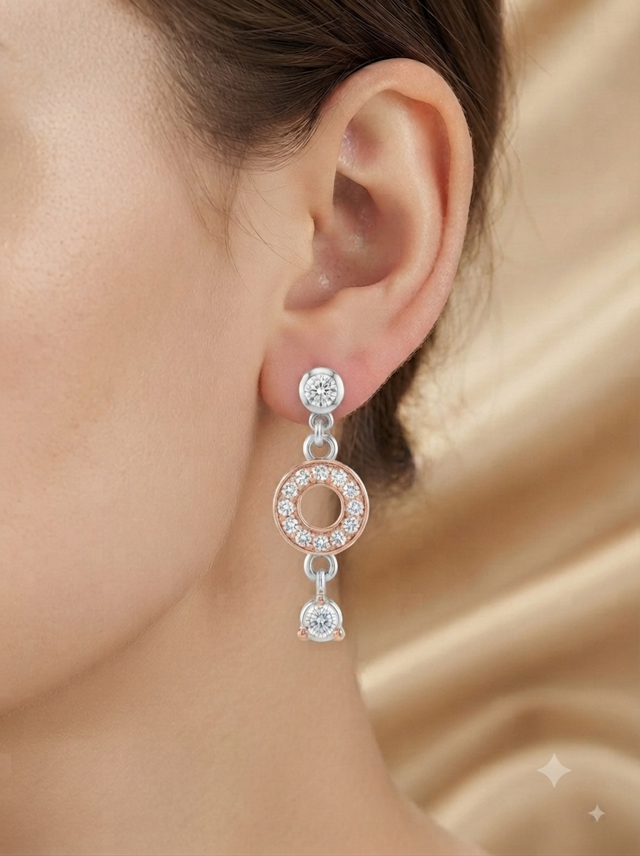 SYLVEXIA 925 Sterling Silver Rose Gold Earrings for Women