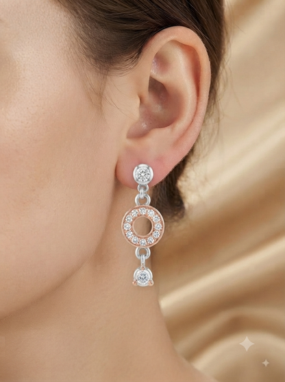 SYLVEXIA 925 Sterling Silver Rose Gold Earrings for Women