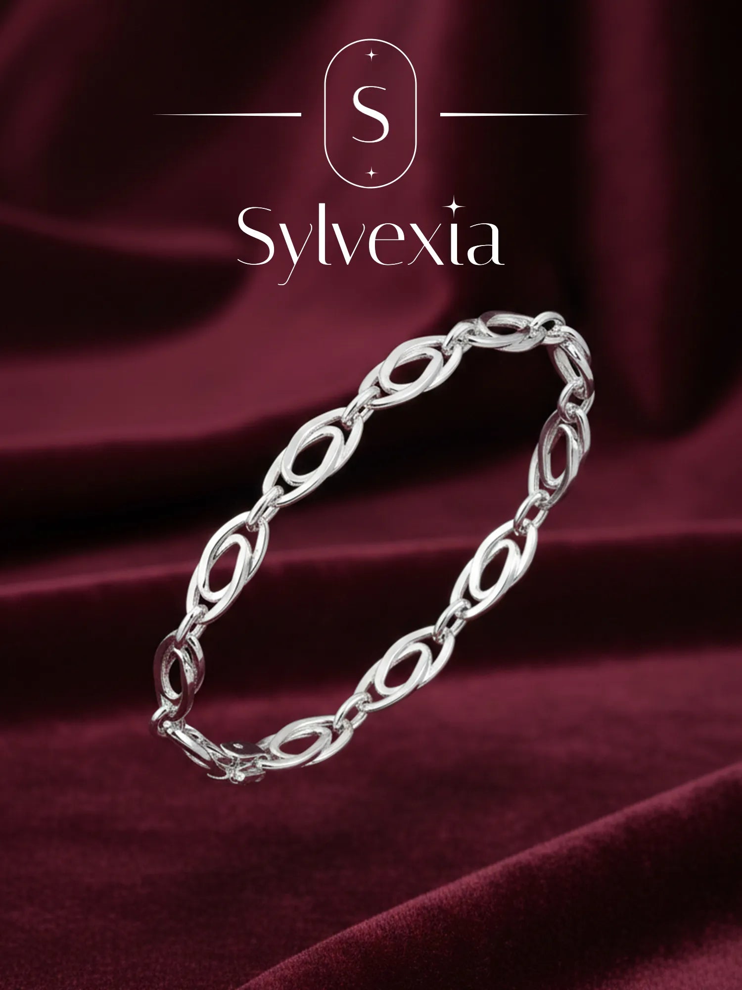 Sylvexia Men’s Silver Oval Link Bracelet Minimal & Stylish Design