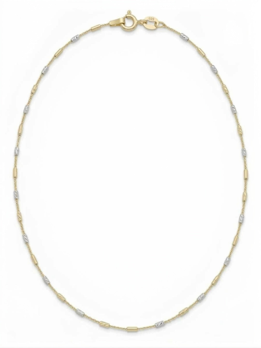 SYLVEXIA 925 Sterling Silver Two Tone Beaded Chain Necklace for Women