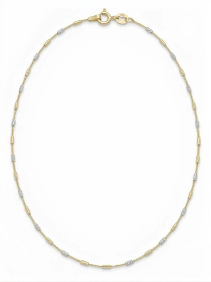 SYLVEXIA 925 Sterling Silver Two Tone Beaded Chain Necklace for Women
