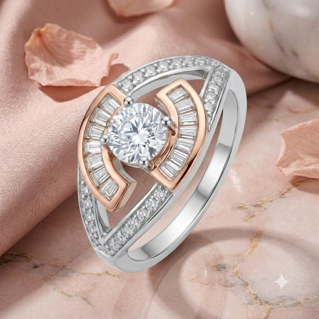 Sylvexia 925 Sterling Silver Rose Gold Infinity CZ Ring for Women