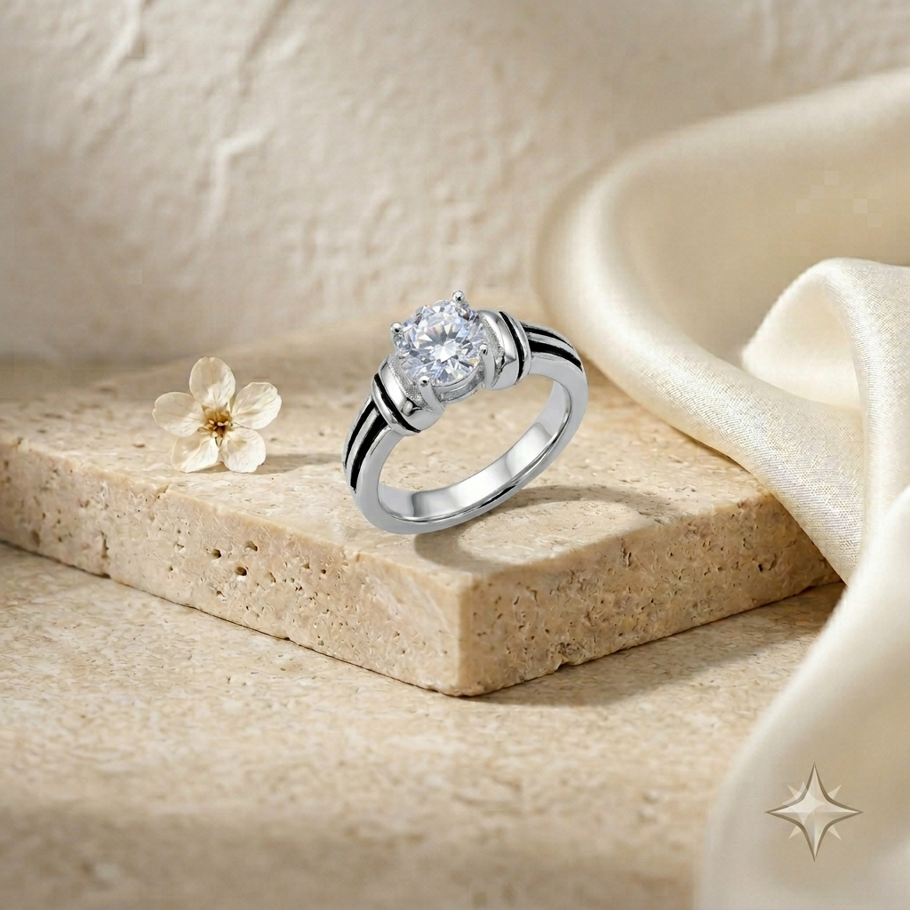 SYLVEXIA 925 Sterling Silver Vintage Halo Ring for Women