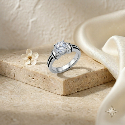 SYLVEXIA 925 Sterling Silver Vintage Halo Ring for Women