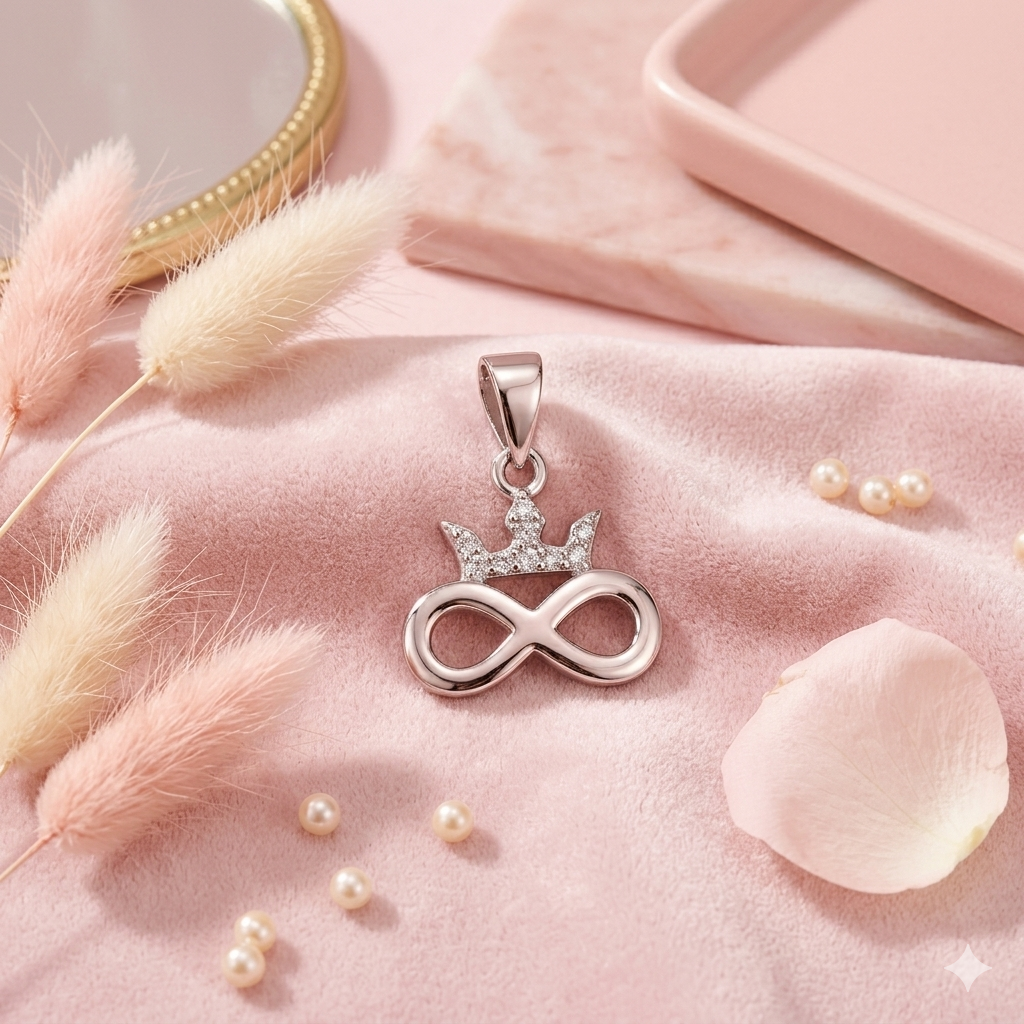 Sylvexia 925 Sterling Silver Infinity Crown Pendant for Women