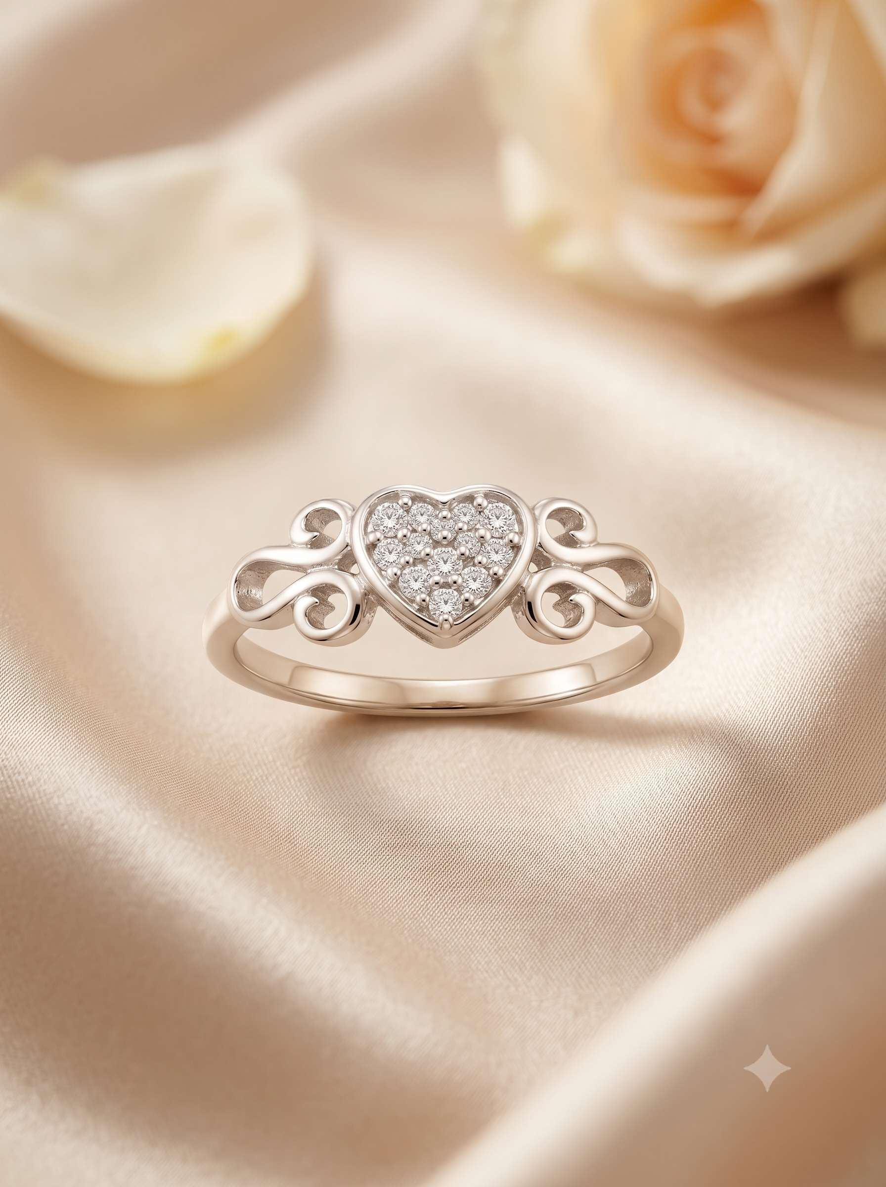 SYLVEXIA 925 Sterling Silver Heart Stone Ring for Women