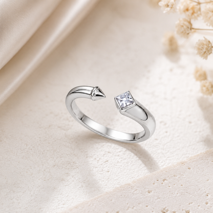 SYLVEXIA 925 Sterling Silver Open CZ Ring for Women | Modern Elegant Ring