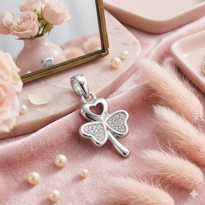 925 Sterling Silver Clover Heart Pendant for Women with CZ