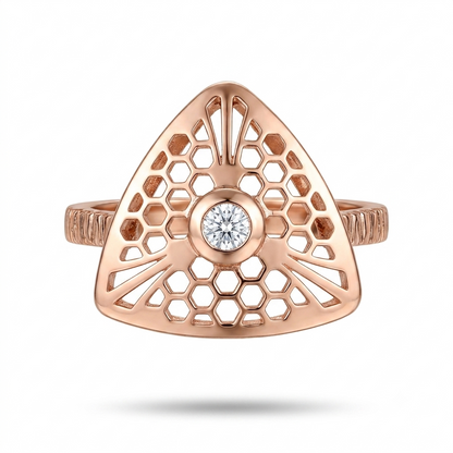 SYLVEXIA 925 Sterling Silver Rose Gold Geometric CZ Ring for Women