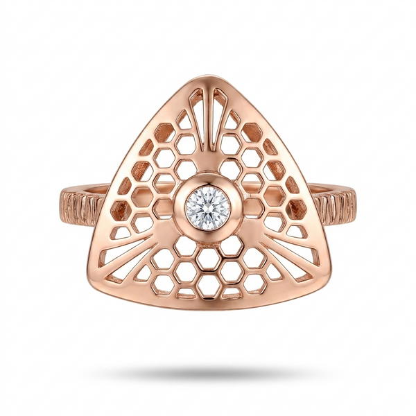 SYLVEXIA 925 Sterling Silver Rose Gold Geometric CZ Ring for Women