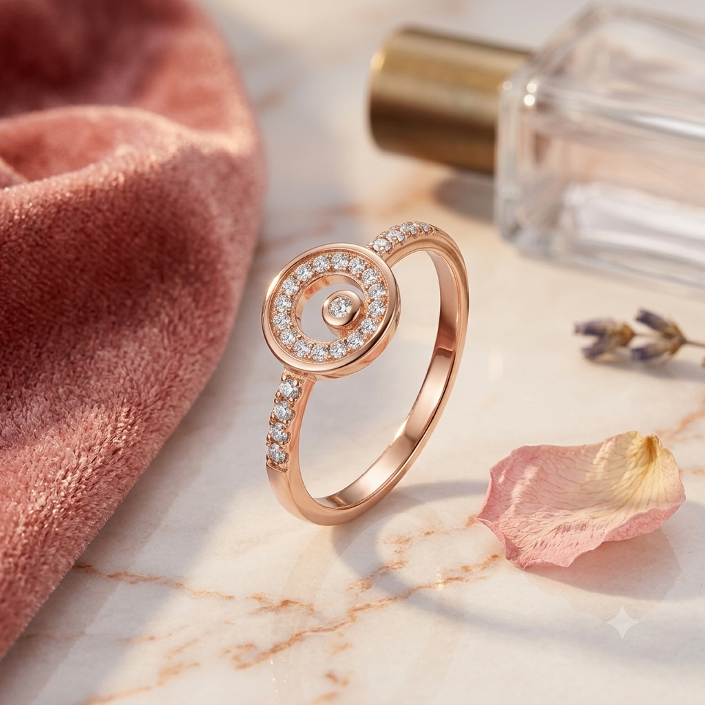 Sylvexia 925 Sterling Silver Rose Gold Evil Eye CZ Ring for Women