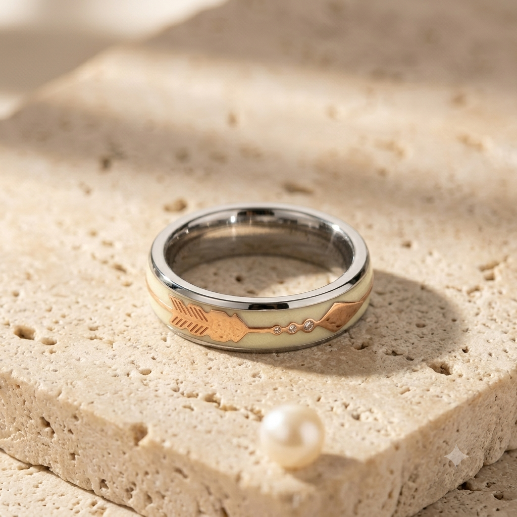 925 Sterling Silver CZ Accent Ring for Men Arrow Design Band