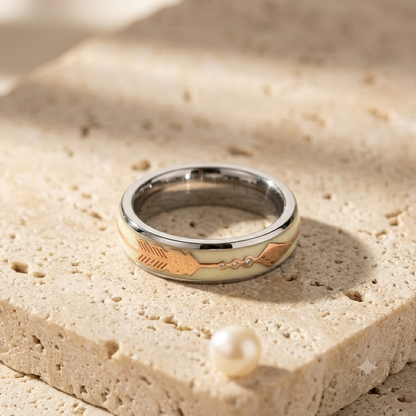 925 Sterling Silver CZ Accent Ring for Men Arrow Design Band
