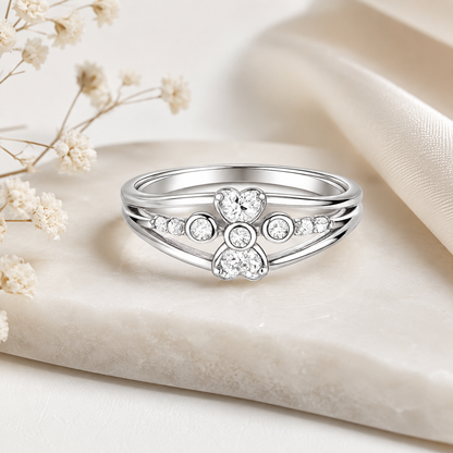 Sylvexia 925 Sterling Silver Floral CZ Cluster Ring for Women