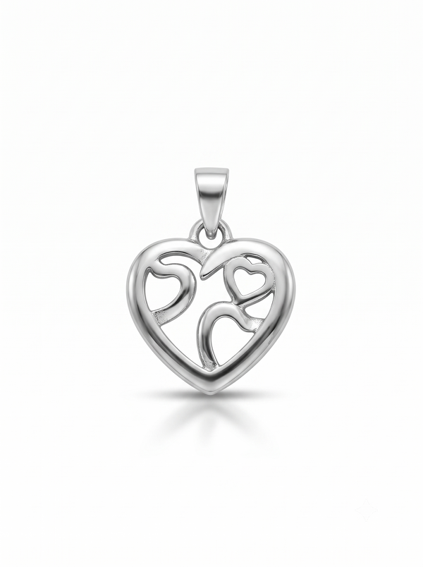 SYLVEXIA 925 Sterling Silver Interlocking Heart CZ Pendant for Women
