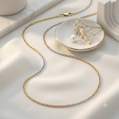 SYLVEXIA 925 Sterling Silver Tricolor Chain Necklace for Women